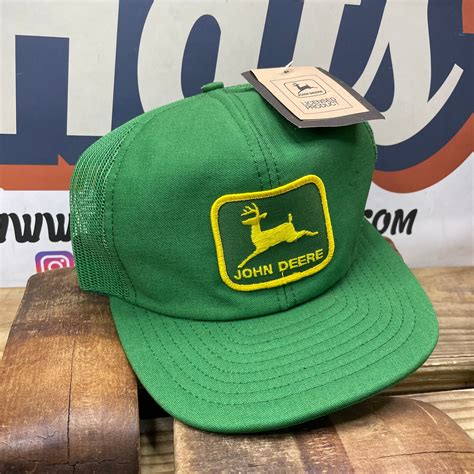 Vintage john deere hat. John Deere Curved Bill Patch Hat Curved bill snap back trucker hat Vintage John Deere embroidered patch is sewn on the front foam panel Snapback one size ... 