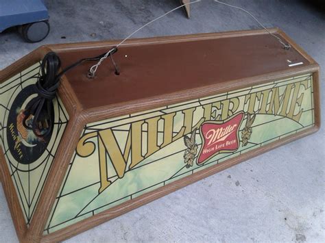 Vintage miller lite pool table light. VINTAGE MILLER LITE POOLTABLE LIGHT This Vintage MillerLite Pool/Poker Table Light would be a great addition to your den or man cave. The light is 45” long, 19” wide and 15” high. It is medium blue w...from 889429194 