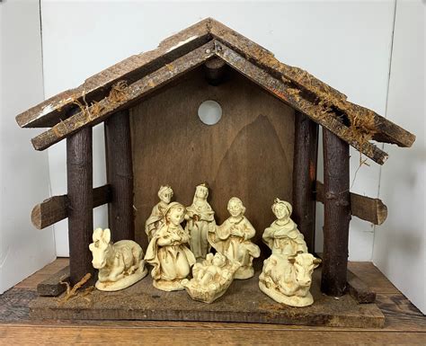 Vintage nativity set italy. Vintage Sears Nativity Set of 9 Figures Wood Stable Made in Italy #32-97887 Box. $34.95. 