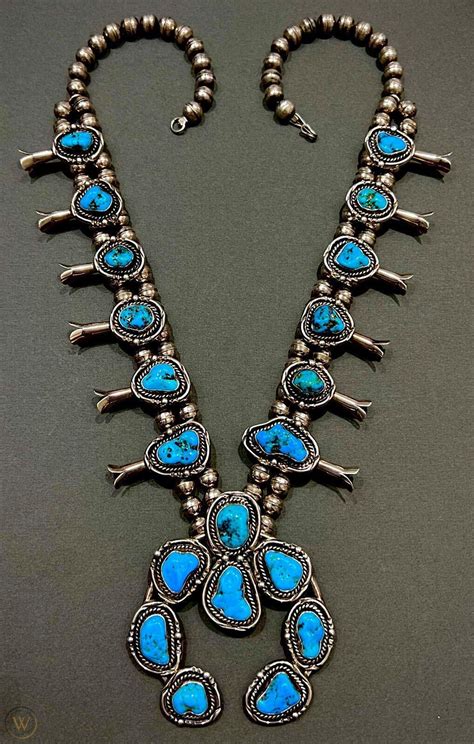 Vintage navajo turquoise necklace.  See Photos For Signature.  Solid sterling silver...