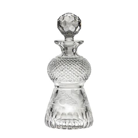 Vintage small cut crystal thistle shaped flower of Scotland decanter