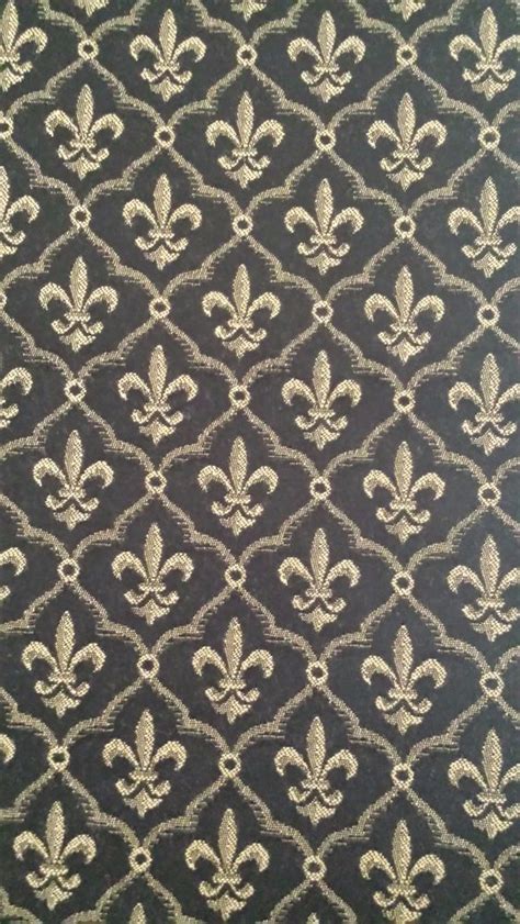 Vinyl Fabric GOLD Embossed Floral Fleur-de-lis Upholstery