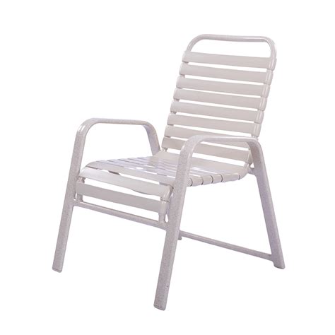 Vinyl strap patio furniture.  Stackable - stack up to 15 chaises Available by special order ...