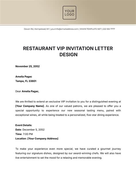 Vip Invitation Letter Example