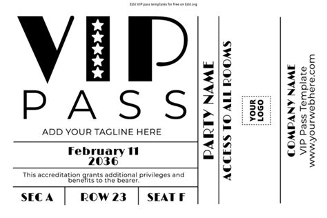 Vip Pass Template Free