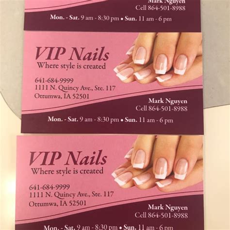 Vip nails ottumwa. VIP nails, Ottumwa, Iowa. 125 likes · 13 were here. Nails salon.....pedicure and manicure.....gel nails.....pink and white.....Dip powder any color ...c 