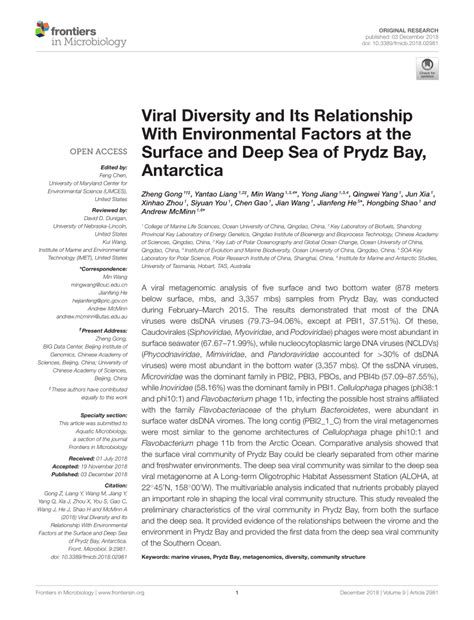 Viral Diversity and Its Relationship With Environmental ... - PubMed