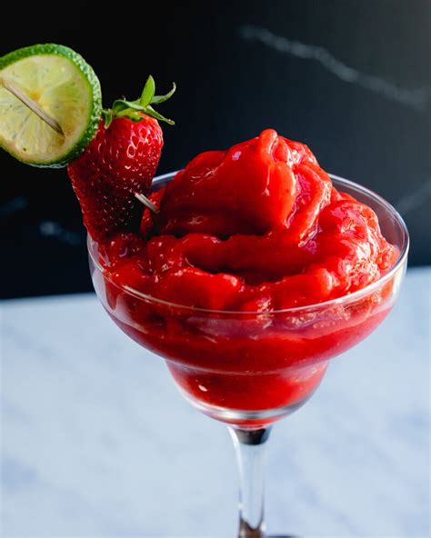 Virgin daiquiri. First, add ice cubes to your cocktail shaker, then add strawberry puree. Next, add sugar syrup followed by fresh lime juice. Now firmly secure the lid of your cocktail shaker and shake the liquid and ice for approximately 20 seconds. 5 oz Strawberry puree, 1 oz Sugar syrup, 1 oz Fresh lime juice. 