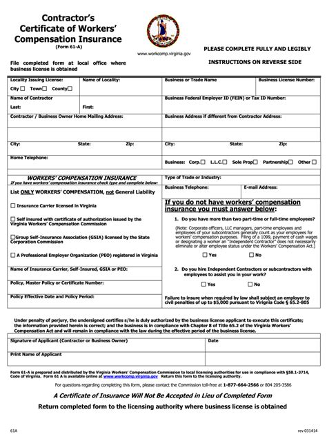 Virginia Gov Form 61 A Fill Out and Sign Printable PDF