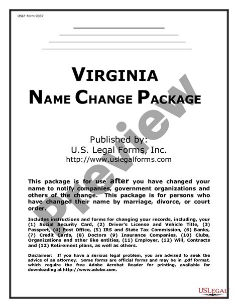 Virginia Name Change Form US Legal Forms