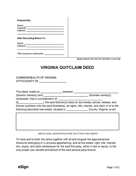 Virginia Quit Claim Deed Form Deed Forms Deed Forms