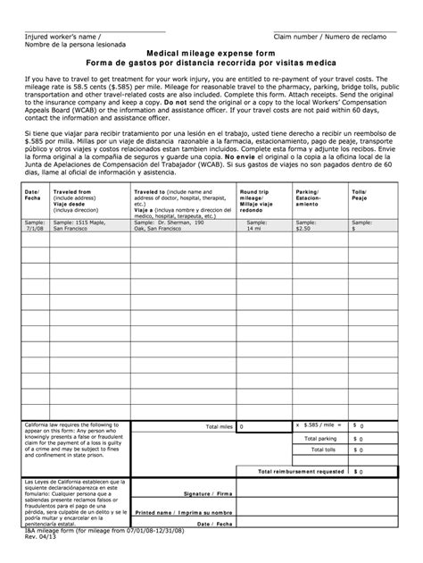 Virginia Workers Compensation Mileage Reimbursement Form Form