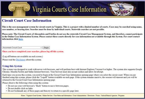Virginia judicial system case information. &rdquo; Part Eleven &ldquo;does not app...