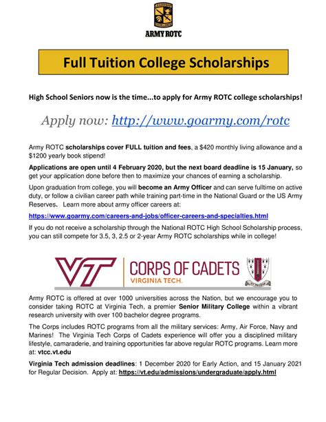 Admission decisions for those who applied for early action will be announced in late February. Regular decision applicants will be notified in early March. Early decision applicants were notified in December. Applicants who have been accepted to Virginia Tech will have until May 1 to respond.