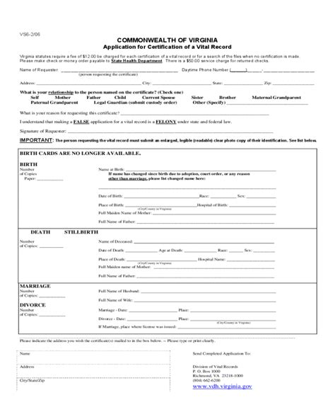 Virginia vital records phone number.  Mail: Send an Application for Ce...