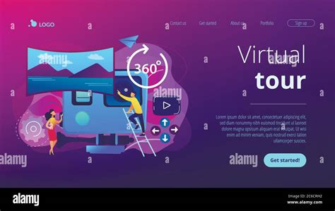 Virtual Tour Concept Landing Page. Stock Vector Illustration of