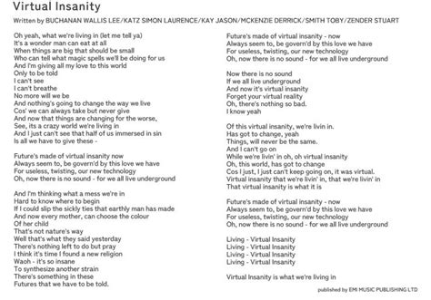 Virtual insanity lyrics. Things To Know About Virtual insanity lyrics. 