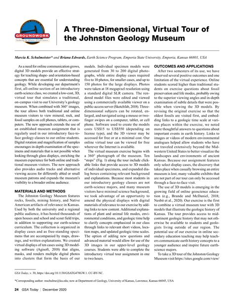 Virtual tour of the johnston geology museum. Virtual Reality 360-degree Tour of Johnston Geology Science Museum. Masters Capstone Symposium. Emporia State University, Emporia, KS. McManus, C., Lamb, R ... 
