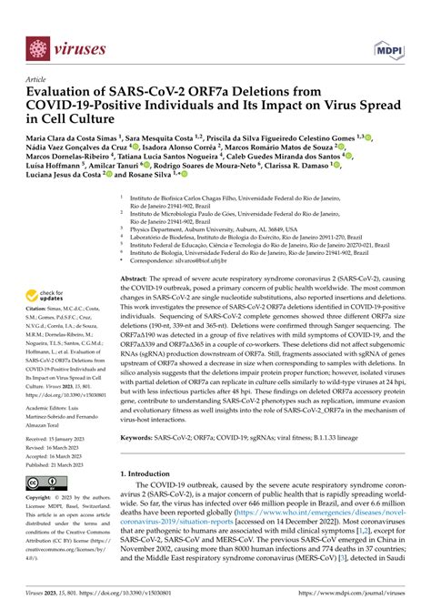 Viruses Free Full-Text Evaluation of SARS-CoV-2 ORF7a …