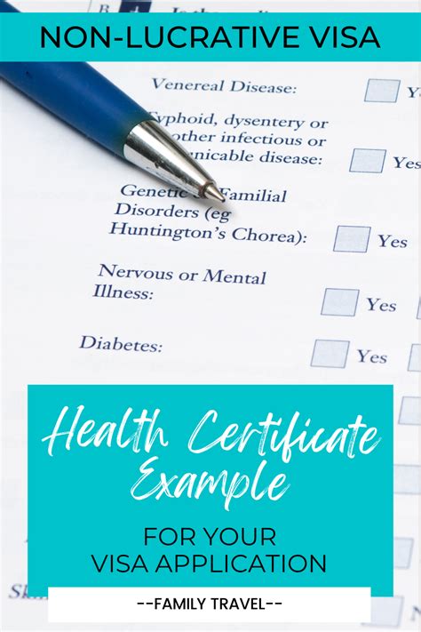 Visa Application - A Medical Health Certificate Example