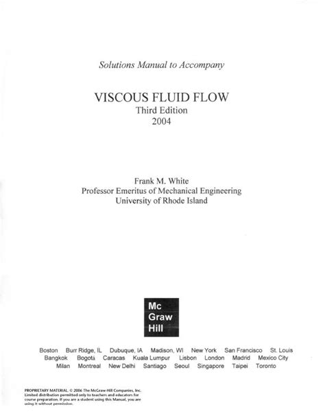 Viscous fluid flow solution manuals frank white. - Manual del macdico interno de pregrado spanish edition.
