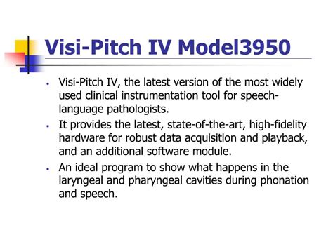 Visi-Pitch is an application software designed for voice and speech capture analysis. This application is used for the clinical assessment of speech and voice, and provides an understanding of phonatory behavior.. 