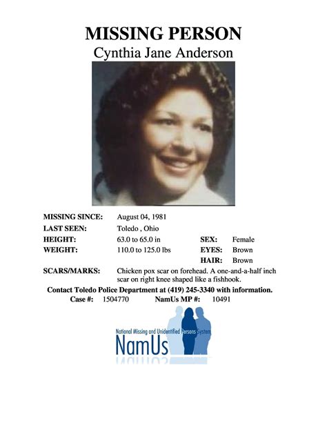 Vision:Victim Killed, Cynthia Anderson (Toledo, Ohio) - Blogger