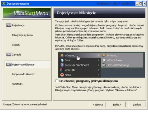Vista Start Menu recenzja - Tweaks
