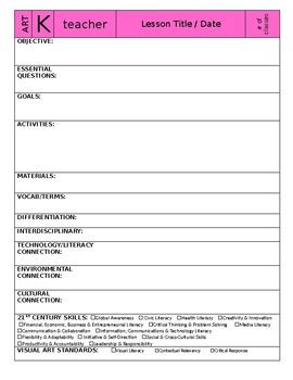 Visual Arts Lesson Plan Template Visual Arts Lesson Plan By Gambaran
