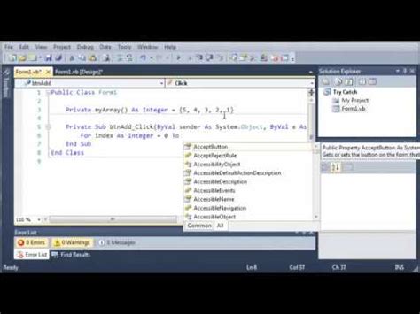 Visual Basic Tutorial - 133 - Introduction To Try Catch - YouTube