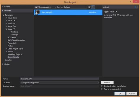 Visual Studio Project Template for Web API Playground for the