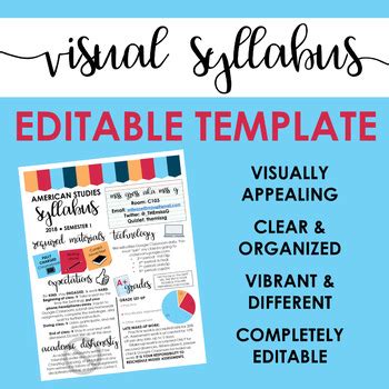 Visual Syllabus Editable Template Create your own VIBRANT THEME Visual syllabus