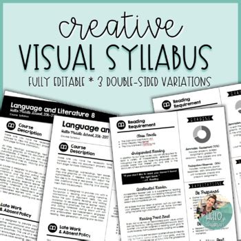 Visual Syllabus Template Pack 1 Creative Editable By Hello Teacher Lady