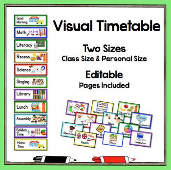 Visual Timetable Two Sizes Editable Visual timetable, Education