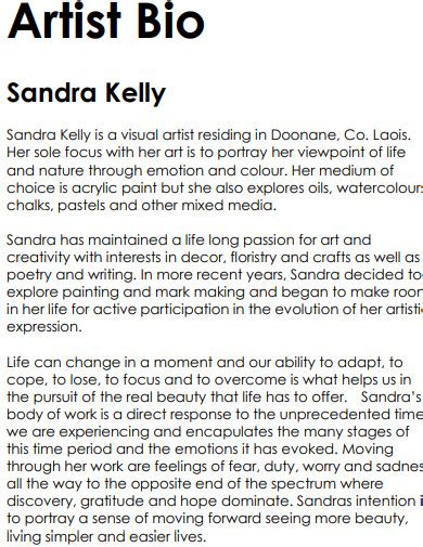 Visual artist biography examples for kids