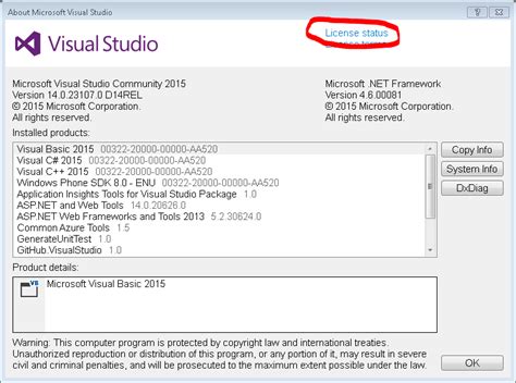 Visual studio license. In this article. Visual Studio subscriptions have specific durations, and unless they're renewed, they'll expire. When a subscription expires, the benefits provided by the subscription are impacted in different ways. This article explains how expiration affects various aspects of a Visual Studio subscription. If you would like to purchase a new ... 