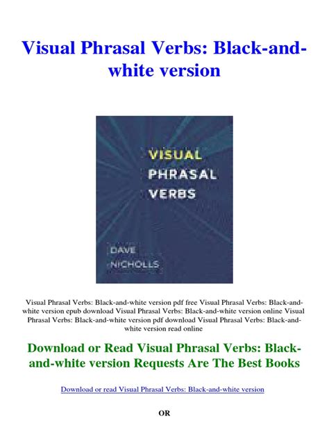 Read Online Visual Phrasal Verbs Blackandwhite Version By David  Nicholls