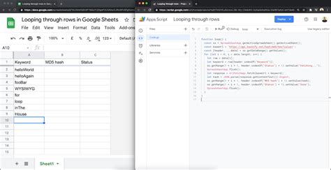 Visually display status when looping through Google Sheets data