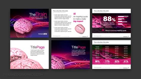 Visually stunning 6page brain PowerPoint template TrashedGraphics