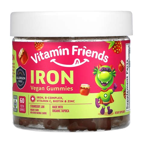 Vitamin Friends Kids Vegan Strawberry Jam Iron Gummies