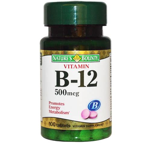 Vitamina B12 500mcg 100 Tabs - Natures Bounty - Energía