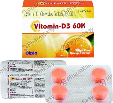 Vitomin D3 60000 IU Tablet (4): Uses, Side Effects, Price & Dosage ...