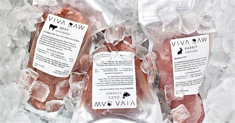 Viva raw dog food. Viva For Dogs is a raw dog food available in ground or chunked texture, and includes organic fruits and vegetables. Viva Pure is a prey model product made up of muscle meat, bones … 