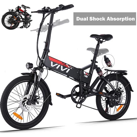 Vivi 500W Electric Bike for Adults | 20Mph | 374.4Wh Battery | 40+ Miles Range . This folding e-bike combines classic commuter style with stability, comfort, ease of ride, and the ability to fit in tight spaces. The step-through frame, a 500W powerful motor, fork suspension and height-adjustable saddle, along with bright lights, fenders, and a .... 