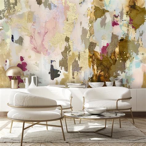 Create real gold tones with the complimentary kit to transfer gold leaf onto the abstract, digital printed design. The "Bubble" mural is an authentic Blueberry Glitter painting converted into a large scale wall mural. Each mural comes in multiple sections that are approximately 24" wide. Included with your purchase: