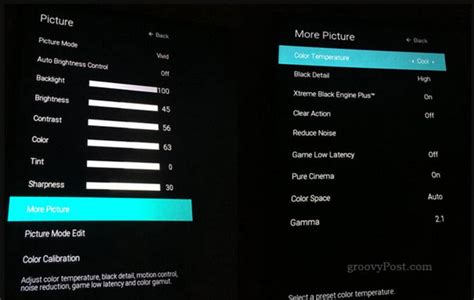 Vizio tv picture settings default.  Some modes won't need this, though.  To adjust ...