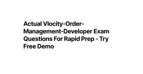 Vlocity-Order-Management-Developer Exam
