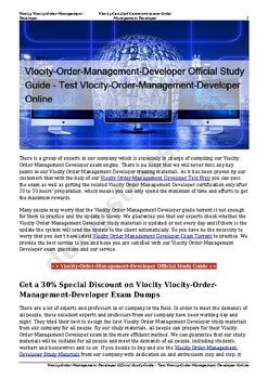 Vlocity-Order-Management-Developer Vorbereitung