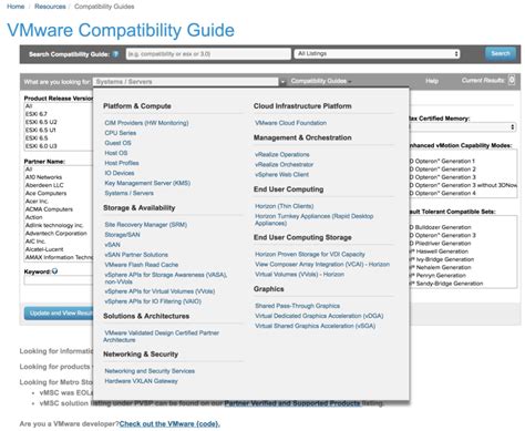 Vmware compatibility matrix.  The default view of the VMware Compatibility Guide is Systems/Serv...