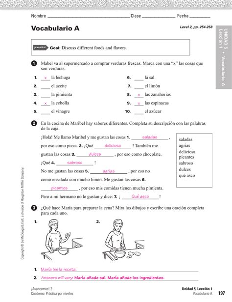 Vocabulario a answer key. Vocabulario 1 Gramatica 1 is a section in the Spanish 1 curriculum that covers basic grammar topics like conjugating verbs, definite and indefinite articles, adjectives, and more. What the Answer Key Contains. The Vocabulario 1 Gramatica 1 Answer Key provides answers for all of the grammar practice activities and exercises in this section. 